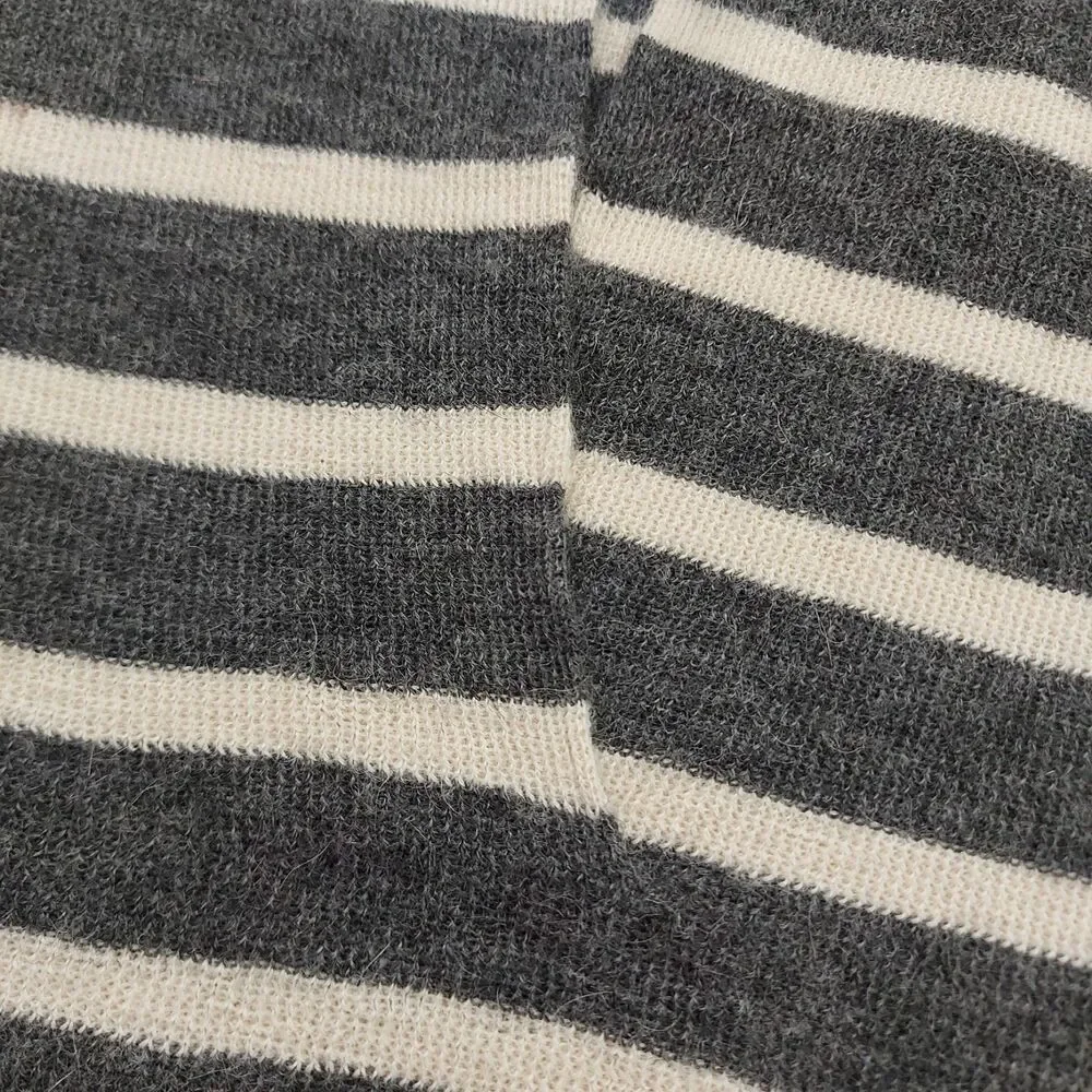 J Crew Sweater Womens XS Gray Striped Baby Alpaca Shawl Collar Knit Travel
